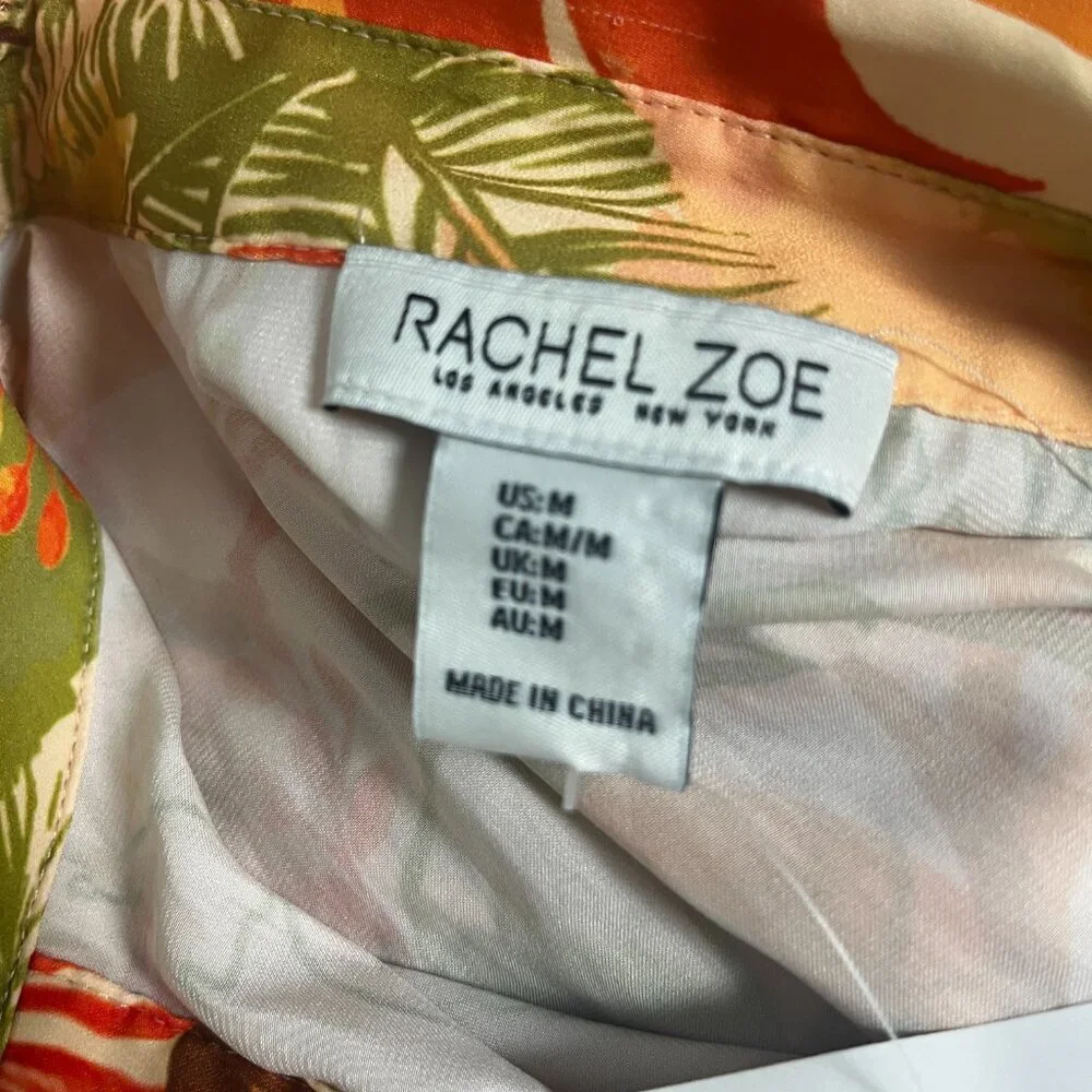2/$30 Rachel Zoe Orange Tropical Print Button Down Top M